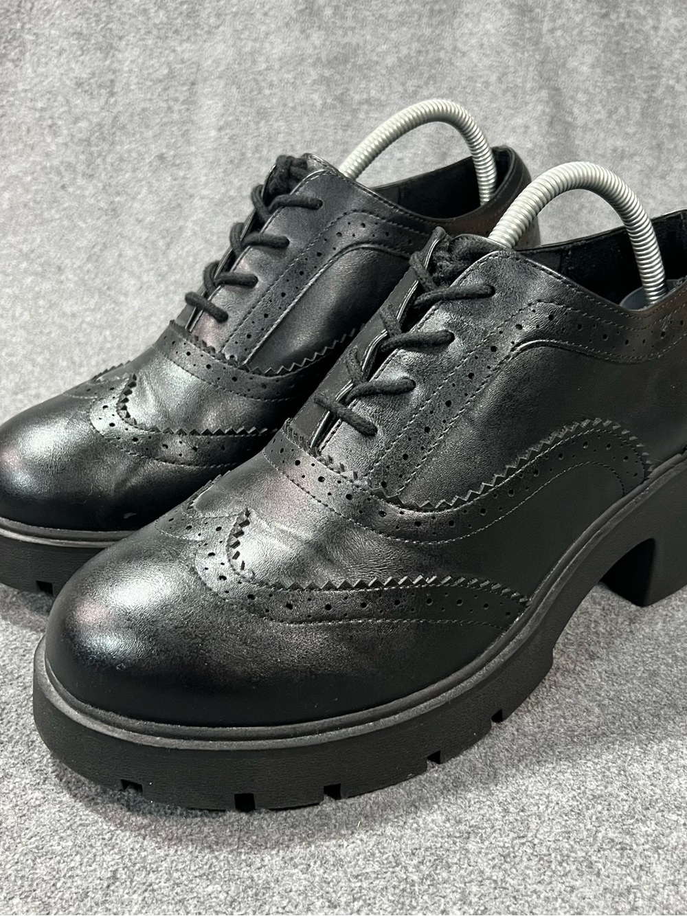 Torrid Black Chunky Platform Lug Sole Lace Up Oxford Womn Sz 10.5 WW Preppy Goth